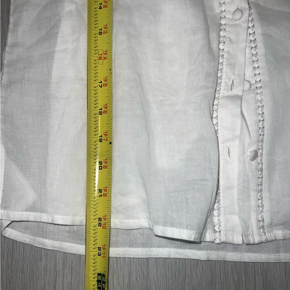Romantic White Flare sleeve Lace Trim Cotton Button Up Shirt Classic Size 8 READ - Picture 5 of 8